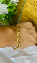 Bracelete Trio de Pedras Design Sofisticado Folheado