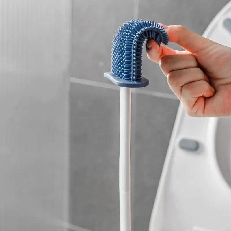 Escova Sanitária de Silicone Com Suporte Adesivo Para Parede.