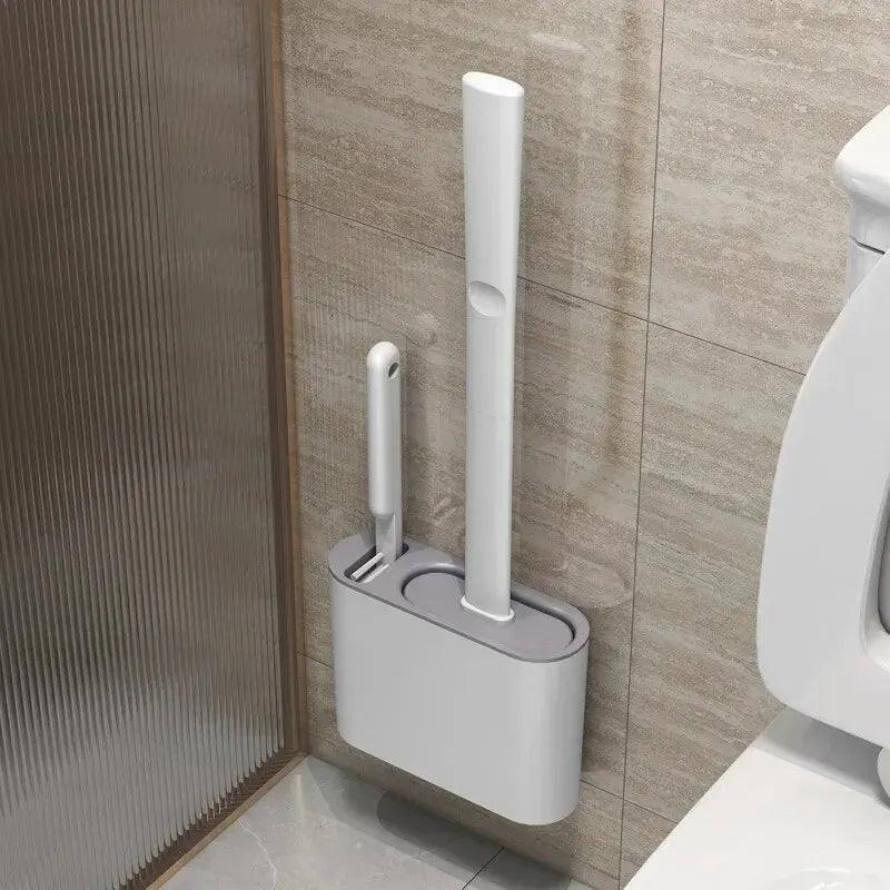 Escova Sanitária de Silicone Com Suporte Adesivo Para Parede.