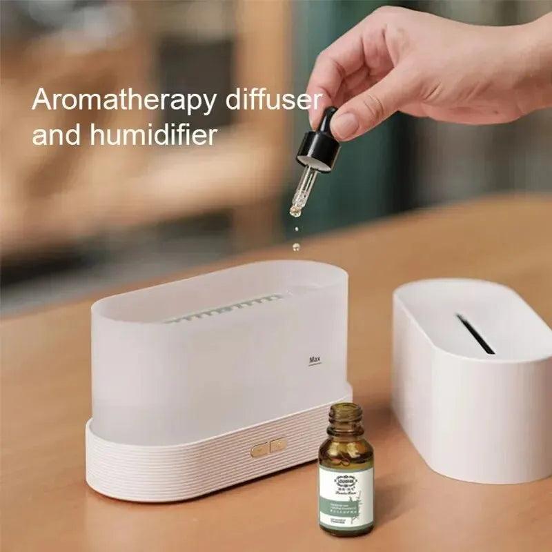 Difusor de Aroma Chama Umidificador de Ar Ultrassônico Lâmpada LED.