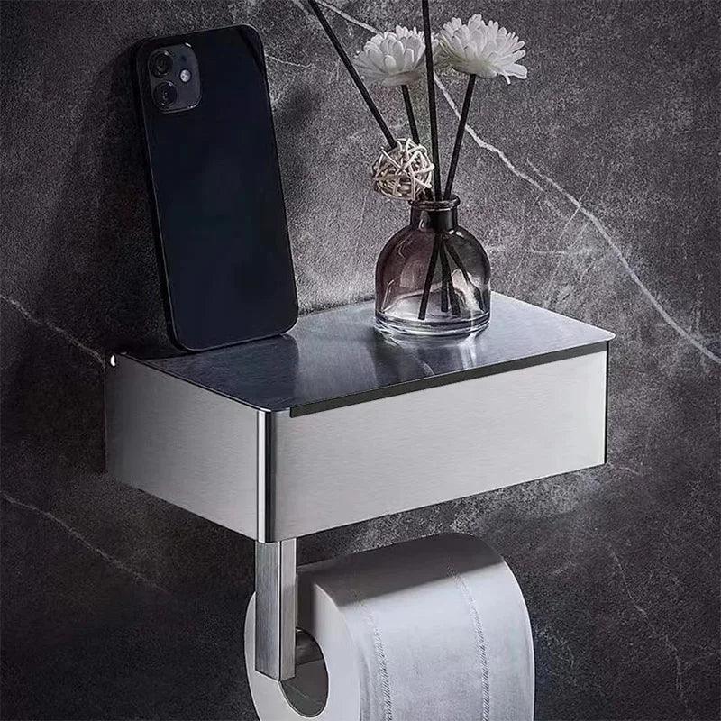 Suporte Papel Higiênico e Lenço Umedecido com Porta Celular.