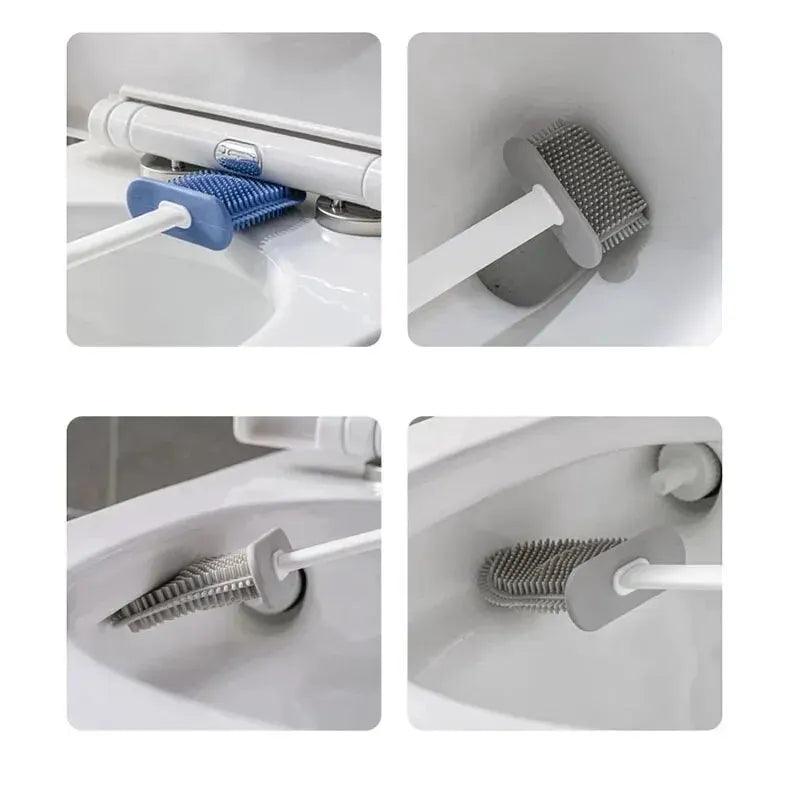 Escova Sanitária de Silicone Com Suporte Adesivo Para Parede.