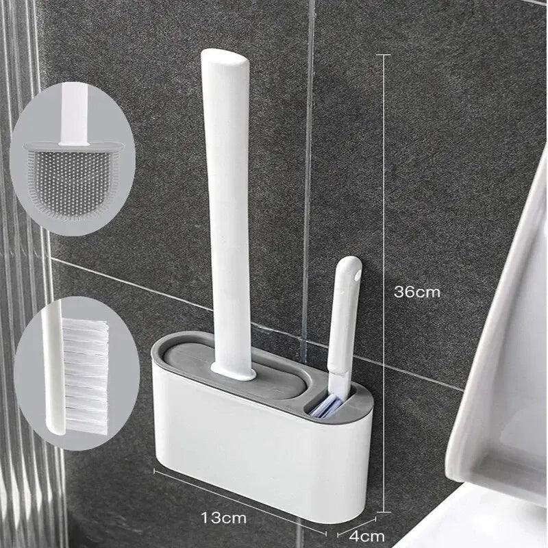 Escova Sanitária de Silicone Com Suporte Adesivo Para Parede.