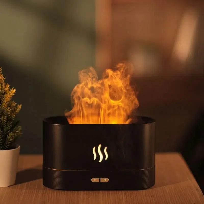 Difusor de Aroma Chama Umidificador de Ar Ultrassônico Lâmpada LED.