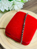 Conjunto de Pulseira Strass Preta Banhada em Ouro 18k