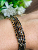 Conjunto de Pulseira Strass Preta Banhada em Ouro 18k