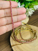 Conjunto de Pulseira Strass Rosa Banhada a Ouro 18k