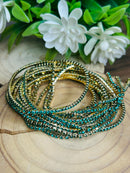 Conjunto de Pulseira Strass Verde Banhada em Ouro 18k