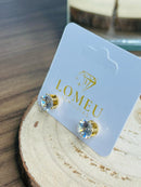 Brinco Solitário com Pedra Cristal Banhado a Ouro 18k