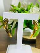 Brinco Orgânico Folhas Redondo Banhado a Ouro 18k