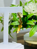 Brinco Orgânico Folhas Redondo Banhado a Ouro 18k