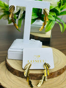 Brinco Orgânico Folhas Redondo Banhado a Ouro 18k