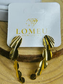 Brinco Orgânico Folhas Redondo Banhado a Ouro 18k