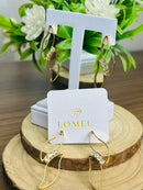 Brinco Folhas Abertas Com Pedras Banhado a Ouro 18k