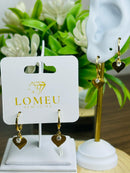 Brinco Argolinha Coração com Ponto de Luz Banhado a Ouro 18k