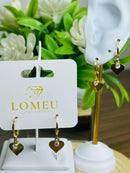 Brinco Argolinha Coração com Ponto de Luz Banhado a Ouro 18k