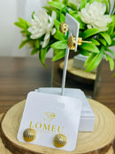 Brinco Botão Pontilhado Banhado a Ouro 18k