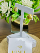 Brinco Botão Pontilhado Banhado a Ouro 18k