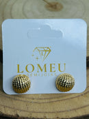 Brinco Botão Pontilhado Banhado a Ouro 18k