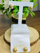 Brinco Botão Pontilhado Banhado a Ouro 18k