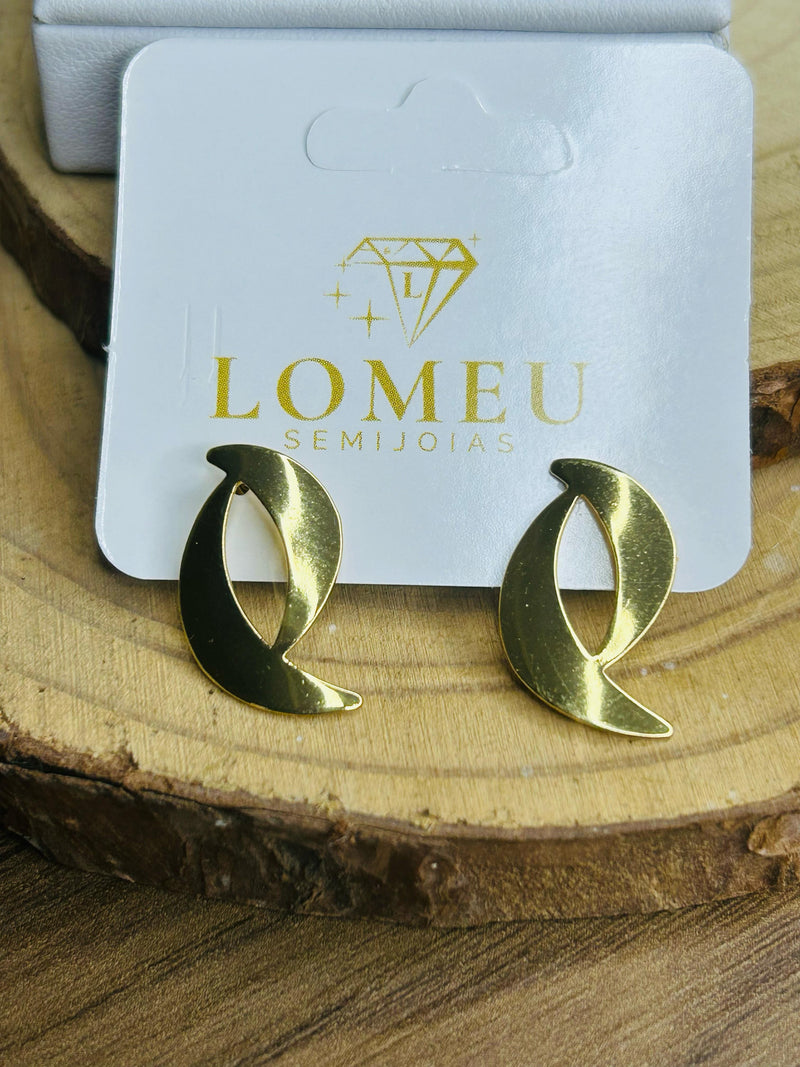 Brinco Lua Lisa Banhado em Ouro 18k