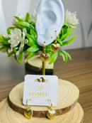 Brinco Argolinha Coração Abaulado Riscado Banhado a Ouro 18k