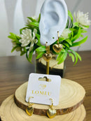 Brinco Argolinha Coração Abaulado Riscado Banhado a Ouro 18k