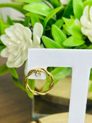 Brinco Arco Vazado Trançado com Pedra Banhado a Ouro 18k