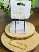 Brinco Argola Retangular Retorcida Banhada a Ouro 18k