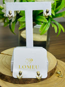 Brinco Mini Rosa Banhado a Ouro 18k