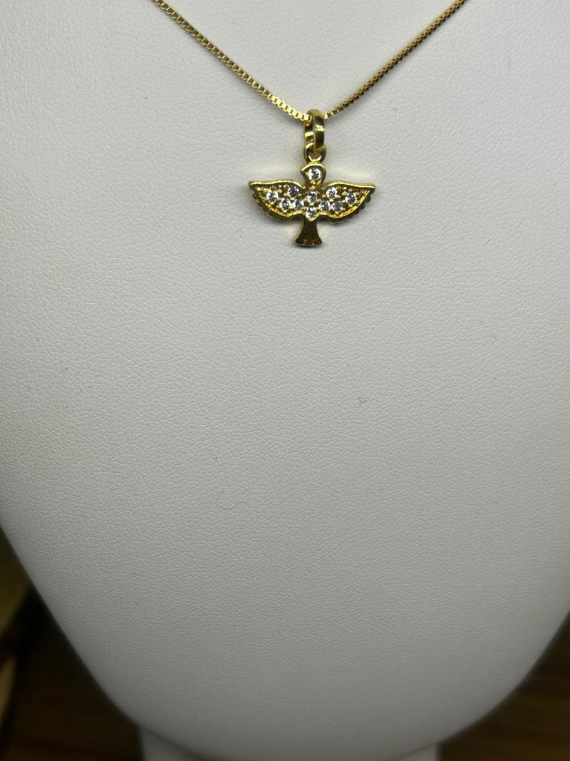 Corrente Divino Espirito Santo Banhado em Ouro 18k