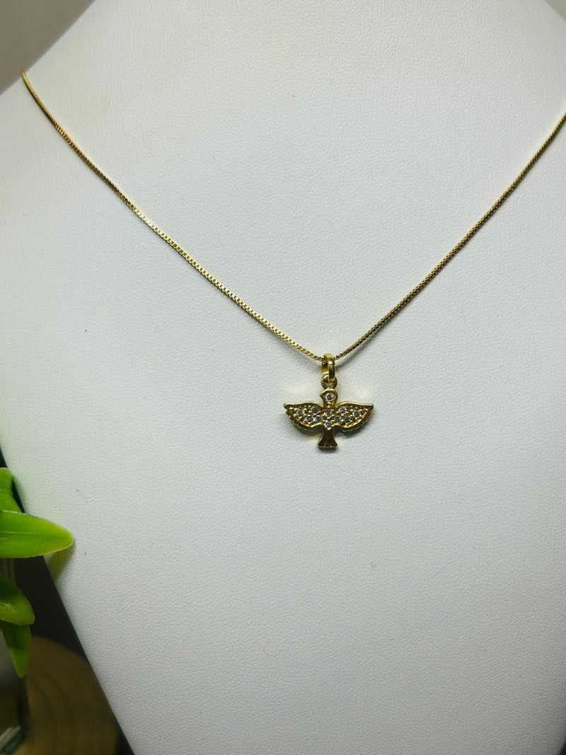 Corrente Divino Espirito Santo Banhado em Ouro 18k
