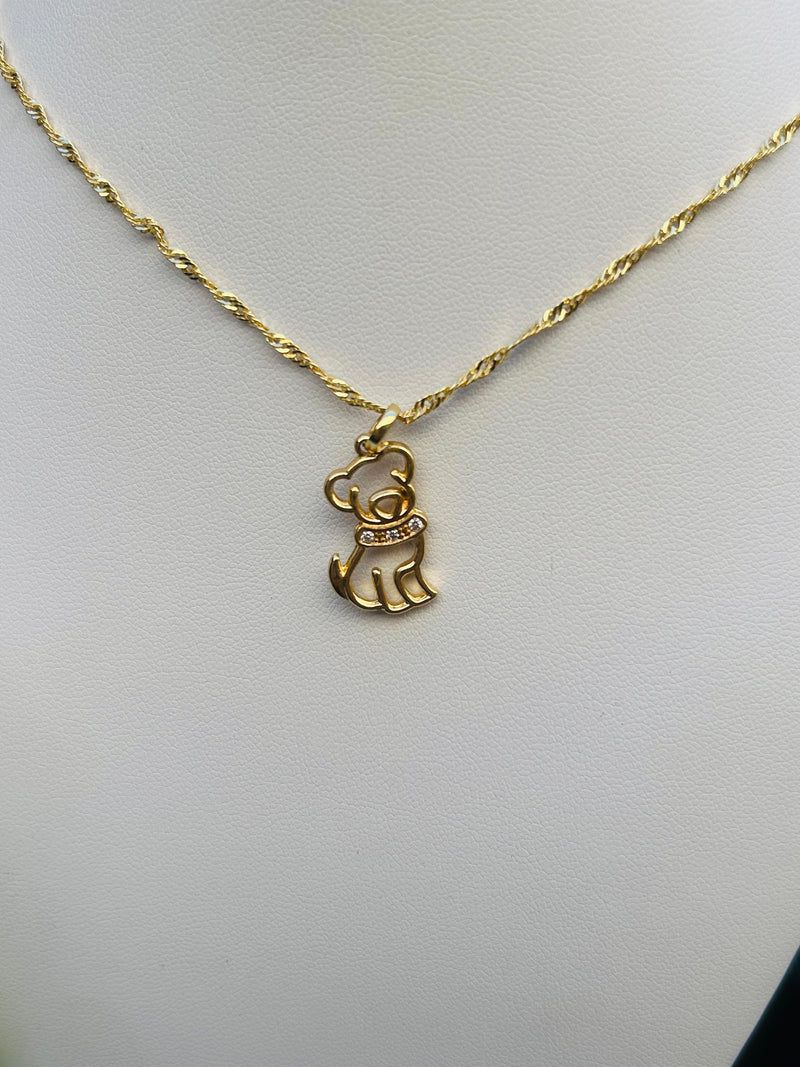 Corrente Pingente Doguinho Banhado a Ouro 18K