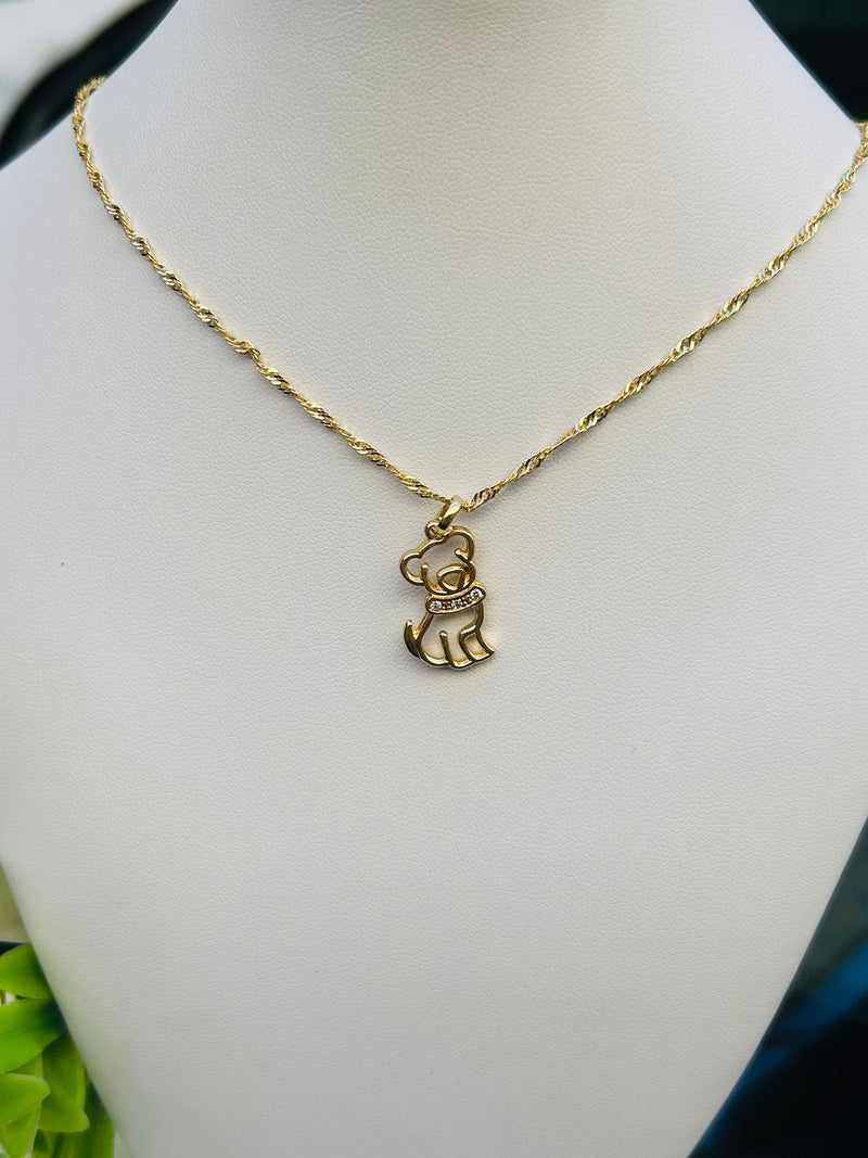 Corrente Pingente Doguinho Banhado a Ouro 18K