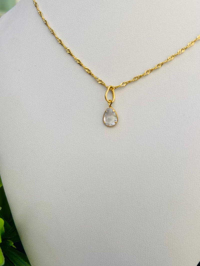 Corrente com Pingente Ponto de Luz Banhado a Ouro 18k