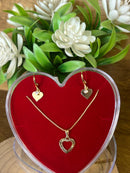 Conjunto Três Corações Banhado a Ouro 18K