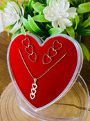 Conjunto Corações Pêndulo Banhado a Ouro 18k