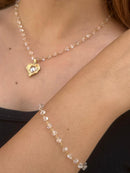 Conjunto Pedras de Vidro Facetado Banhado a Ouro 18k