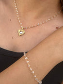 Conjunto Pedras de Vidro Facetado Banhado a Ouro 18k