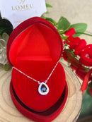 Colar Gota Azul Banhado a Prata