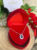 Colar Gota Azul Banhado a Prata