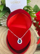 Colar Gota Azul Banhado a Prata