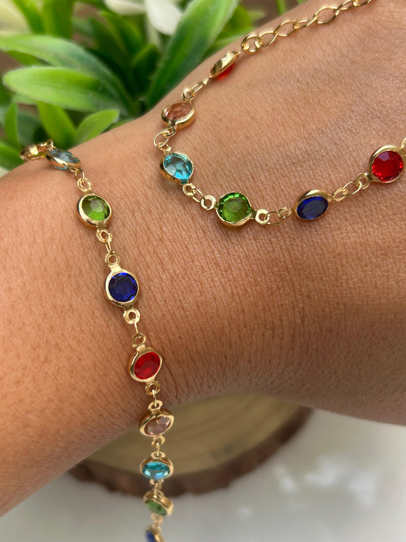 Colar Pedras Color Banhado em Ouro 18k
