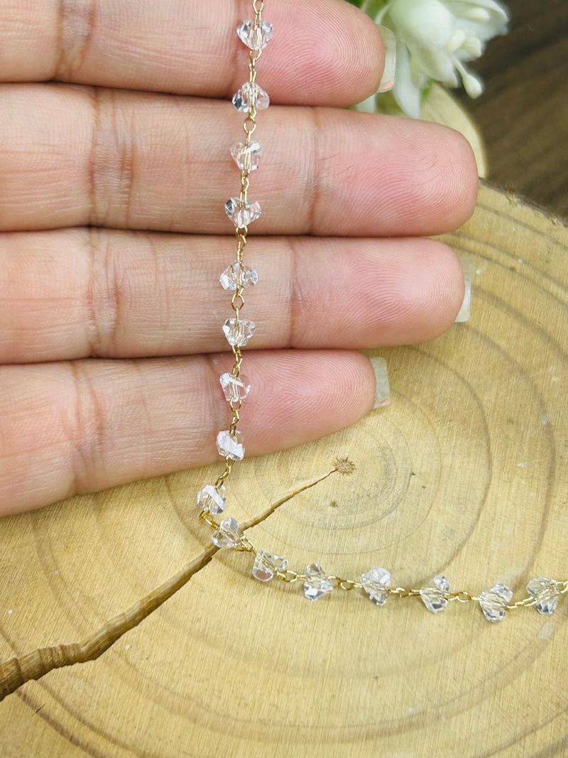 Pulseira Cristais de Vidro Banhada em Ouro 18k