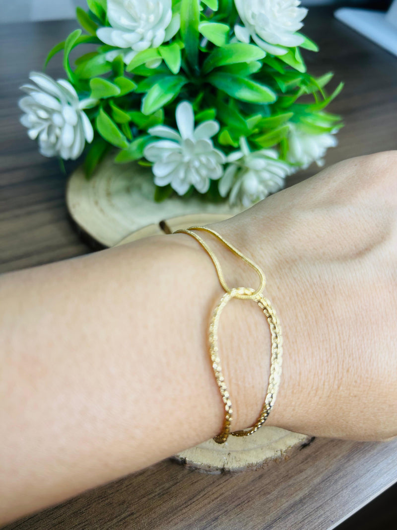 Pulseira Elo Duplo Infinito Banhada em Ouro 18k
