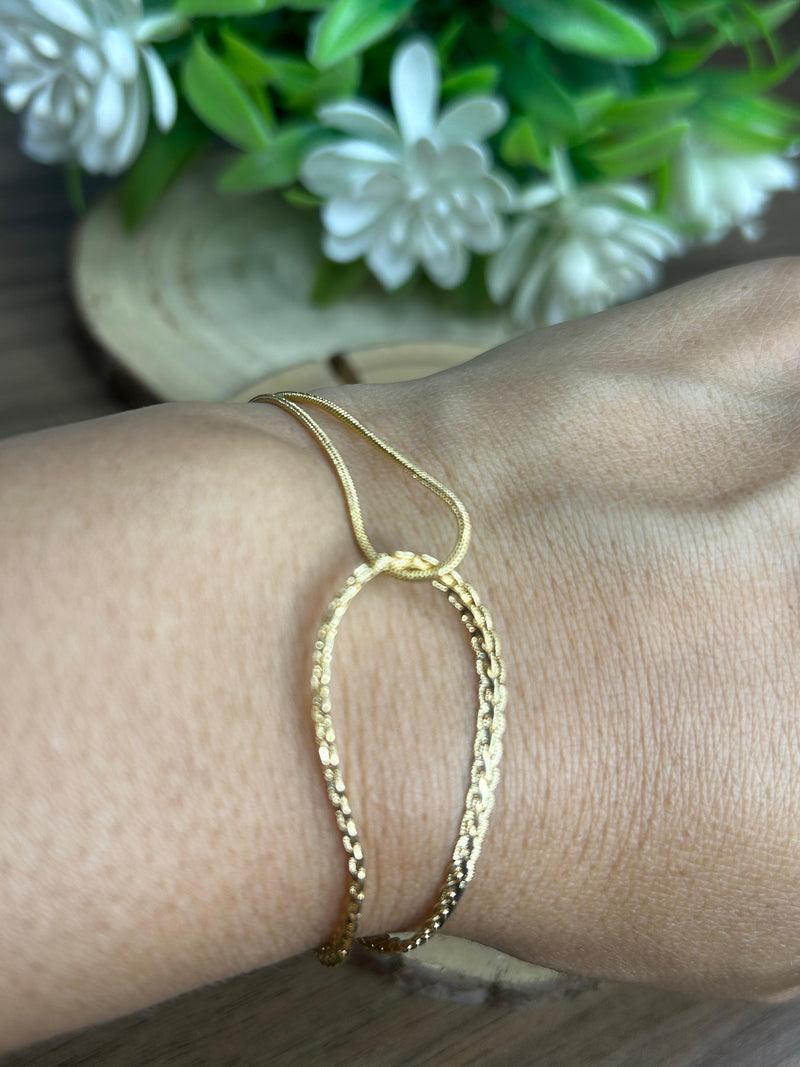 Pulseira Elo Duplo Infinito Banhada em Ouro 18k