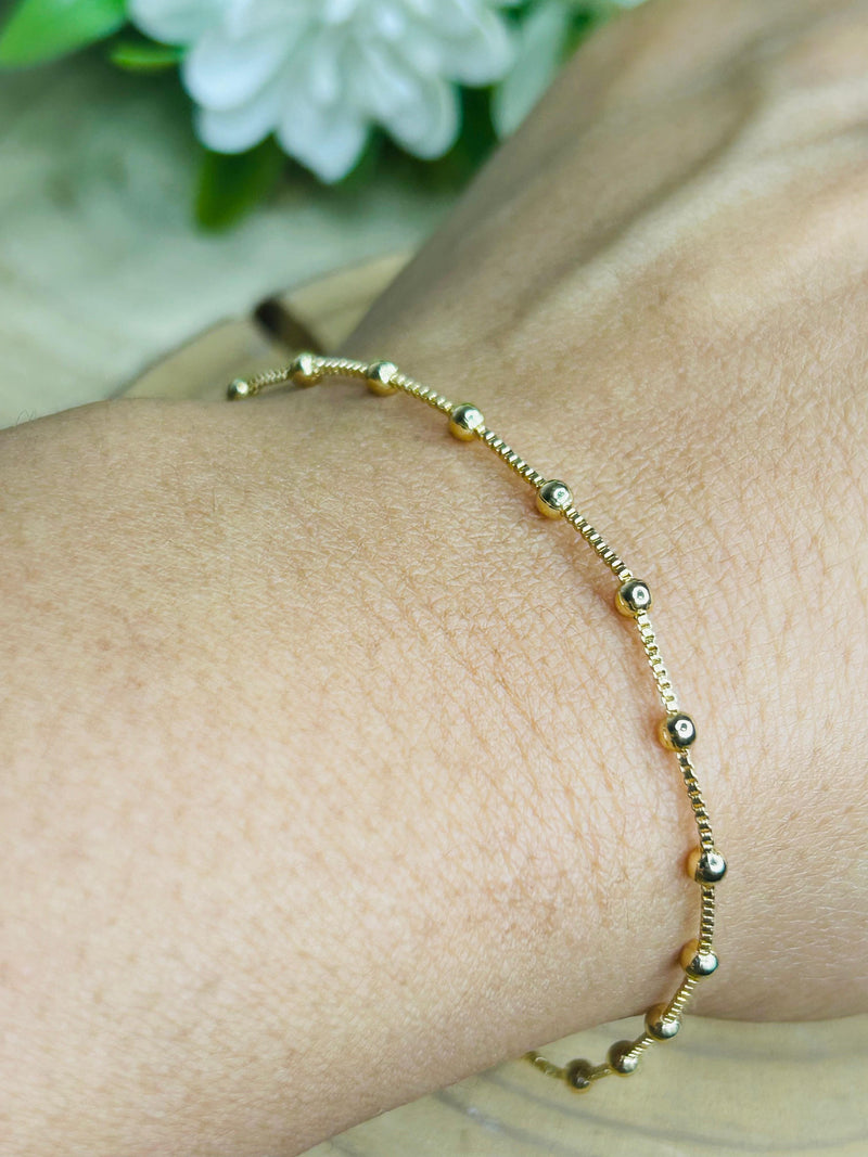 Pulseira Veneziana com Bolinhas Banhada em Ouro 18k