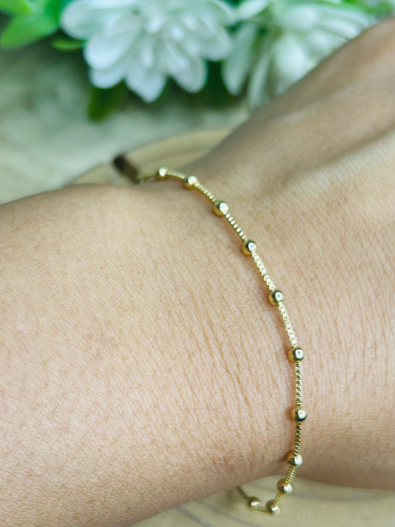 Pulseira Veneziana com Bolinhas Banhada em Ouro 18k