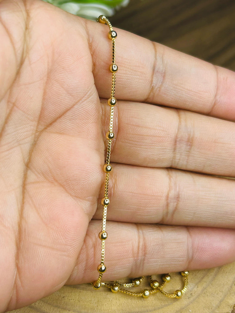 Pulseira Veneziana com Bolinhas Banhada em Ouro 18k