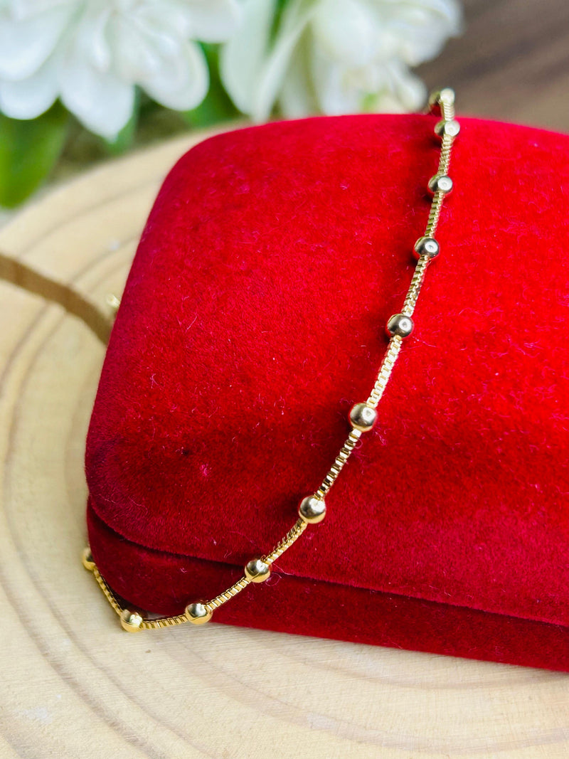 Pulseira Veneziana com Bolinhas Banhada em Ouro 18k